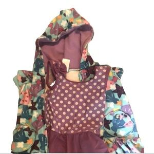 Purple Baby girl swim suit and swim towel shirt set
